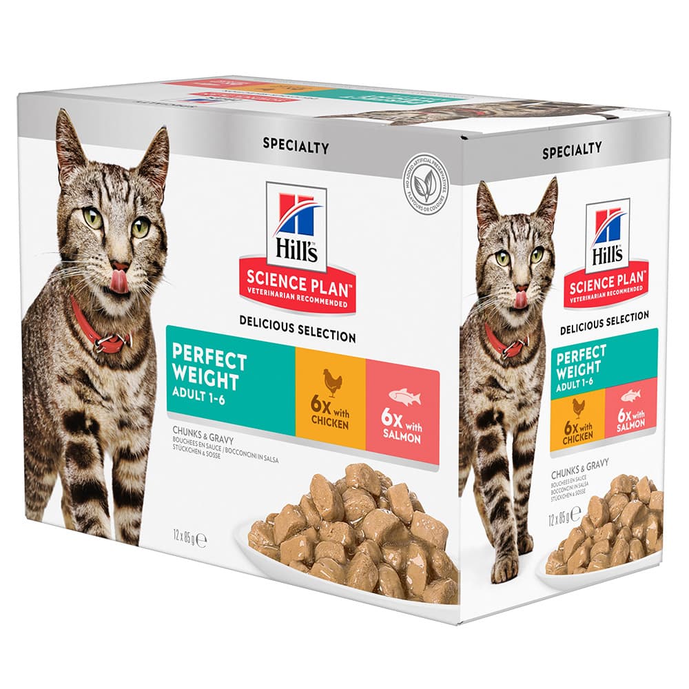 Hills Cat Perfect Weight Chicken/Salmon Pouches 12x85g