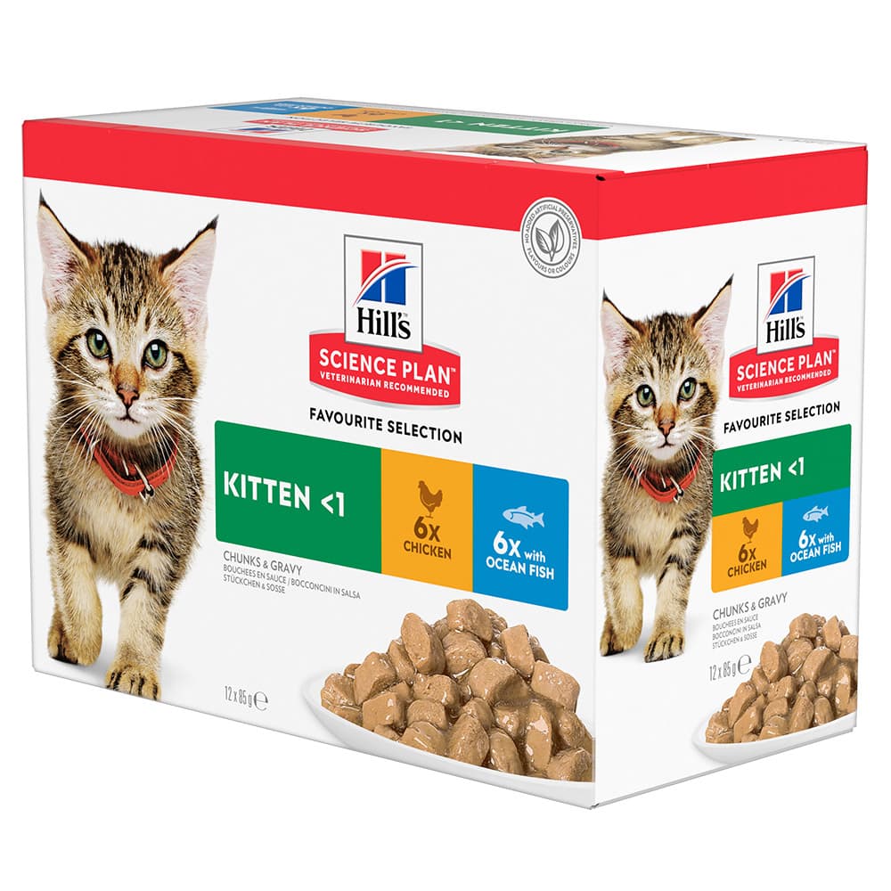Hills Kitten Chicken/Ocean Fish Pouches 12x85g